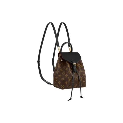 LOUIS VUITTON Montsouris Холст с кожей Маленький размер Рюкзак Женские Коричневый и Черный
