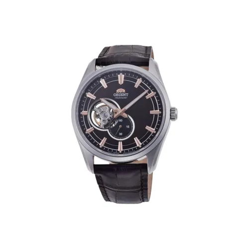 ORIENT Автоматический Механический Механизм Кожаный Ремешок Часы 42 мм Мужские Часы Черный Циферблат