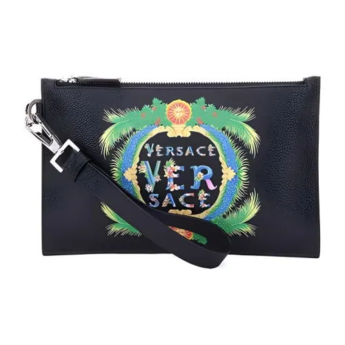 VERSACE Кожа Монета Кошелек для монет Сумка Рюкзак Унисекс Черный