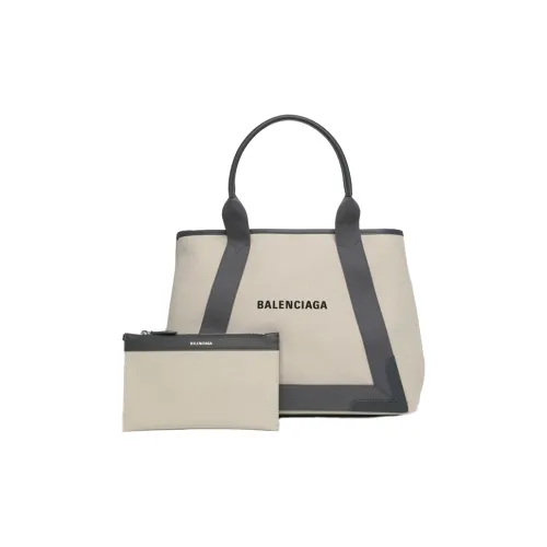 Balenciaga Покрытый холст с телячьей кожей тоут сумка для покупок сумка сумка через плечо женская натуральный и серый