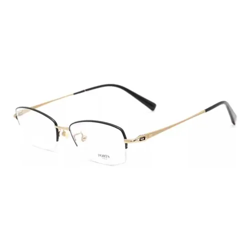 PORTS Титан Нерегулярная форма Оправы для очков Унисекс Черный золотой