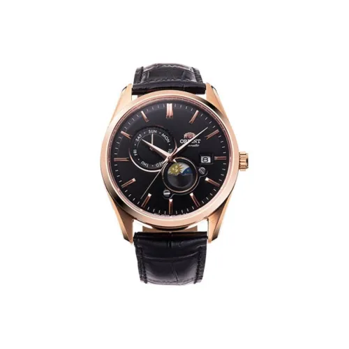 ORIENT Автоматический Ручной Механизм Кожаный Ремешок Часы Мужские Черный Циферблат