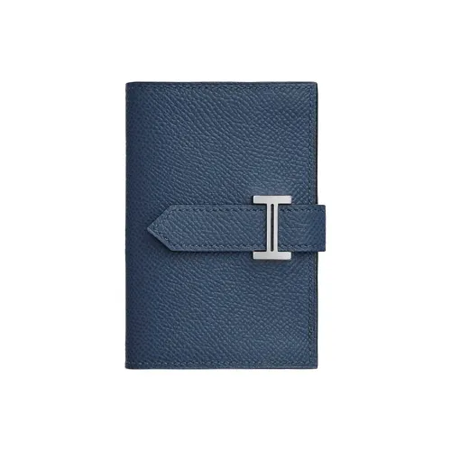HERMES Bearn Epsom Телячья кожа Кошелек Мини Женские 7U Темно-синий