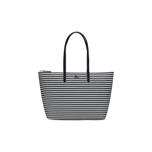 Сумка Tote из ПВХ в сотрудничестве с LACOSTE Сумка для покупок Сумка через плечо Сумка среднего размера Женская Темно-синий Белые полосы
