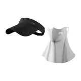[Двухкомпонентный комплект] Черная шляпа + Светло-серые маски для лица из ледяного шелка