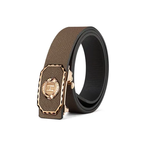 PISHUSHU Деловой повседневный стиль Высокий конец Автоматическая застежка Примерно Коровья кожа Ремни Мужской Кофе Черный Ширина 3,5 см