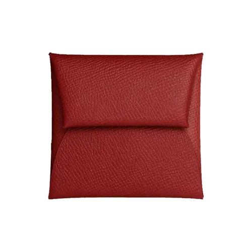 HERMES Bastia Epsom Телячья кожа Монета Кошелек Кошелек Женские 54 Руж Garance Маддер Красный