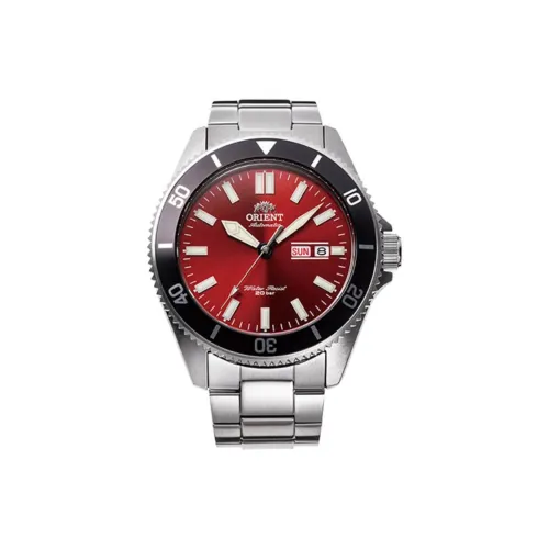 ORIENT Автоматический Ручной Механизм Металлический Ремешок Часы Мужские Красный Циферблат