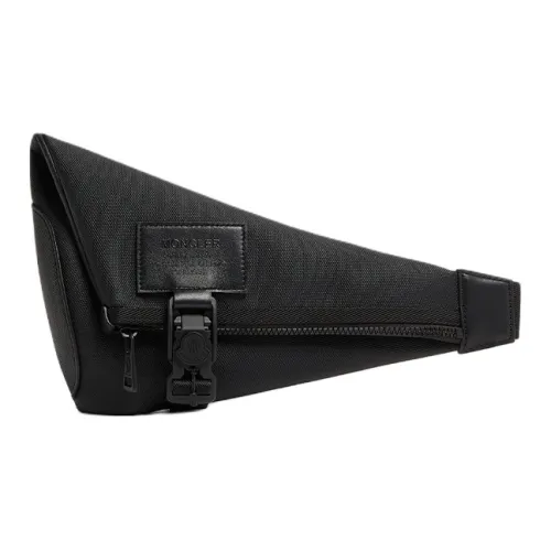 Moncler Покрытие Холст Кожаная Вставка Сумка через плечо Мужская Черная