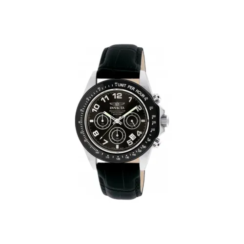 INVICTA Наручные часы Кварцевый механизм Кожаный ремешок 43 мм Черный циферблат Мужские часы