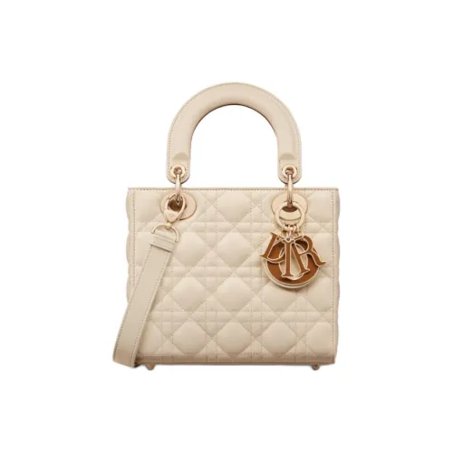 DIOR Lady Dior Lambskin Сумка через плечо Сумка Маленькая Женская GREY Айвори Цвет с Золотым Цветом