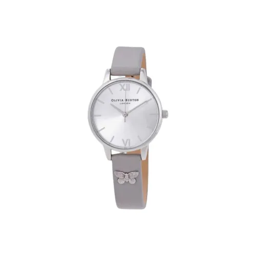 OLIVIA·BURTON Наручные часы Кварцевый механизм Кожаный ремешок 30MM Серебристый циферблат Женские часы