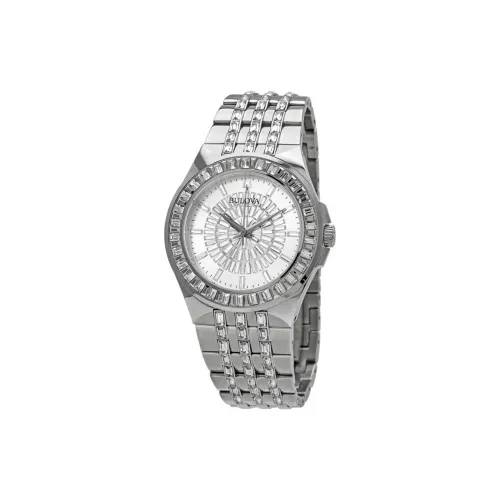 BULOVA Мужские часы Кварцевый механизм Ремешок из нержавеющей стали 42 мм Белый циферблат