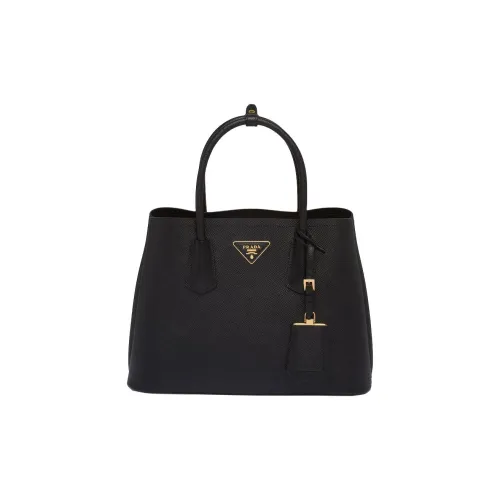PRADA Double Saffiano кожа Tote сумка сумка для покупок сумка через плечо маленькая сумка женская черная