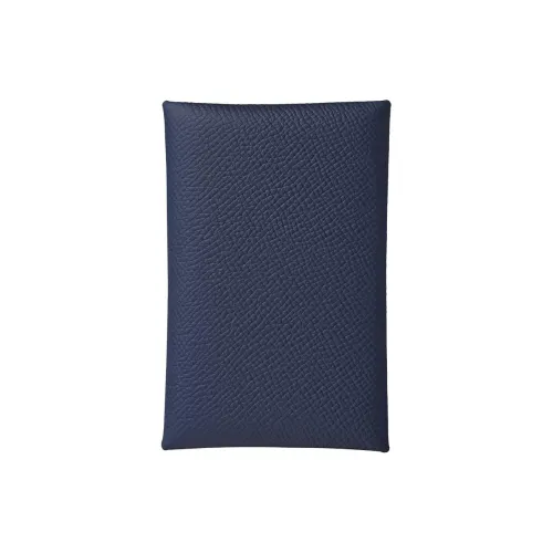 HERMES Calvi Epsom Телячья кожа Держатель для карт Женские 76 BLEU Индиго