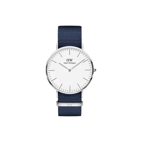 Daniel Wellington Наручные часы Кварцевый механизм Тканевый ремешок 40 мм Белый циферблат Мужские часы