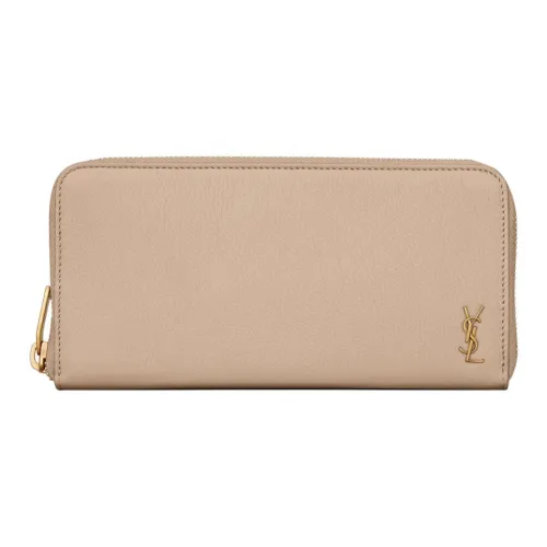 SAINT LAURENT Кошелек из коровьей кожи женский бежевый