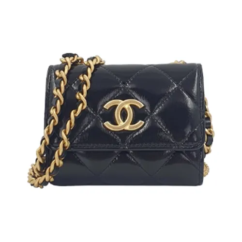 CHANEL 22K Осень и Зима Яркий Телячья кожа Сумка с цепочкой Ручная Сумка Сумка через плечо Мини Женская Черная