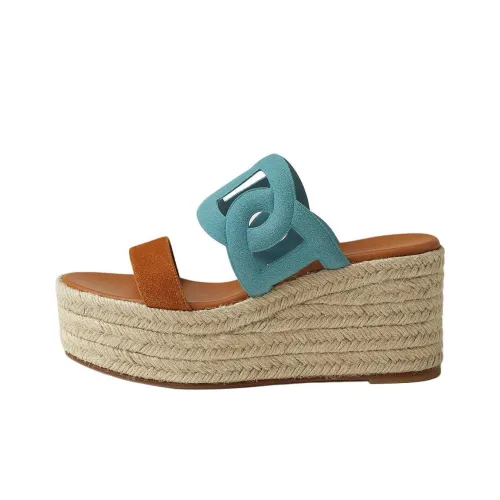 HERMES Chypre Слипоны 8,5 см Женские Синие