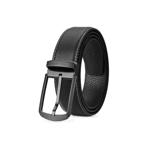 PIERRE CARDIN Кожа Деловой Повседневный Стиль Мода Застежка-липучка Ремень Мужской Черный Ширина 3,4CM 3,7CM