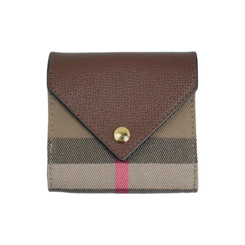 Кошелек Burberry из холста и кожи женский коричневый