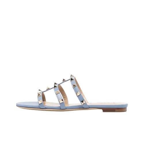 Valentino Rockstud Stud Cut Out Quick Dry Slip-On Women's Blue Валентино Рокстуд Студ Кут Отрезной Быстросохнущий Слип-Он Женский Синий