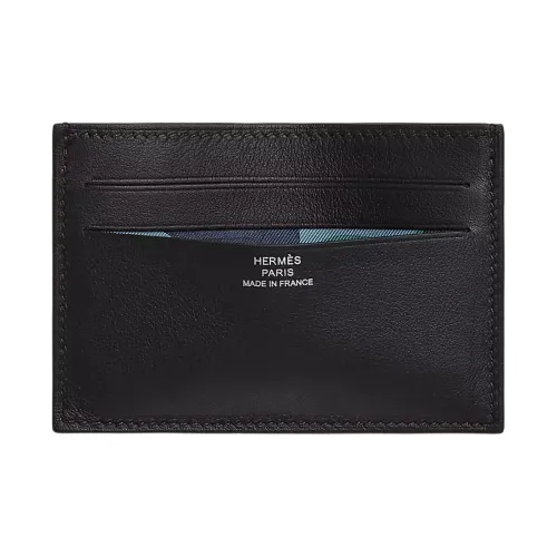 HERMES Citizen Twill Swift Кожа Держатель для карт Мужской Черный и Сапфирово-синий