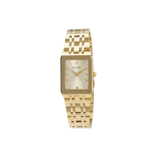 BULOVA Quadra Collection Мужские часы Кварцевый механизм Ремешок из нержавеющей стали 30,75 мм Золотистый циферблат