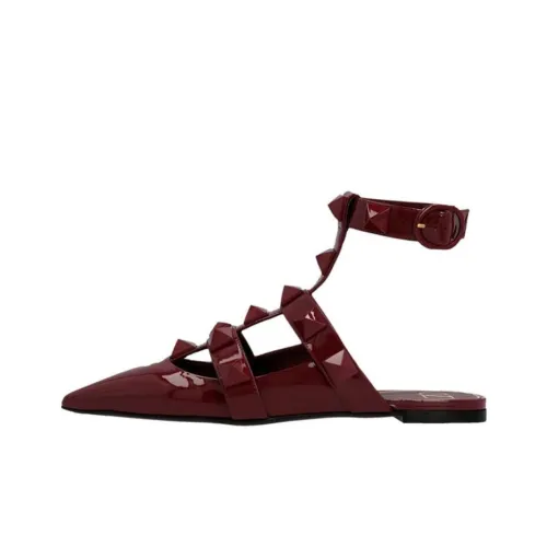 Valentino Rockstud Сандалии Женские Темно-красный Цвет