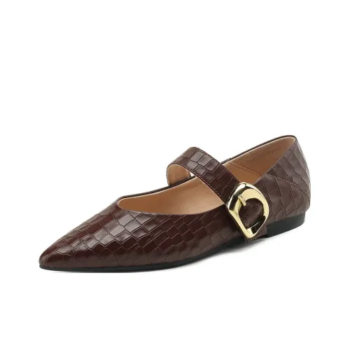 Mulinsen Грубый каблук Мэри Джейн туфли 1,2 см женские коричневый