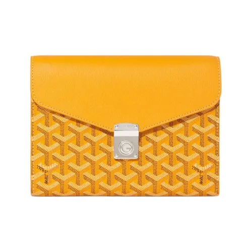 GOYARD Холст Телячья кожа Сумка через плечо Унисекс Желтый