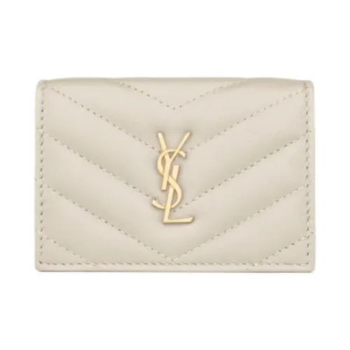 SAINT LAURENT CASSANDRA Lambskin Wallet Small Women's White