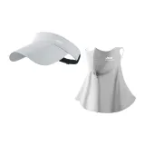 [Двухкомпонентный комплект] Светло-серая шляпа + маска для лица из светло-серого ледяного шелка