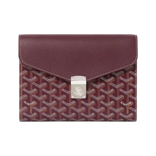 GOYARD Холст Телячья кожа Сумка через плечо Унисекс Бордовый