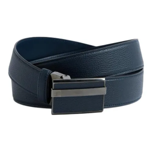 Dunhill Значок Резьба Детали Плавная пряжка Кожаные ремни Мужской Синий 3,5CM