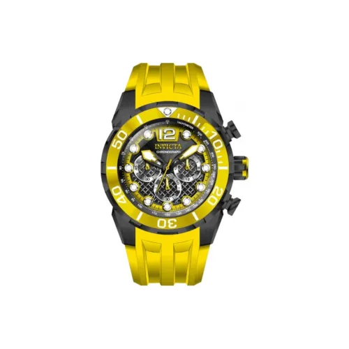 INVICTA Мужские часы Кварцевый механизм Силиконовый ремешок 50 мм Черный циферблат