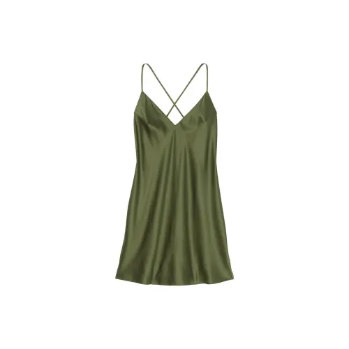 Victoria's Secret Сатин Открытая спина Нека Чулка WOODLAND Зеленый Ночная сорочка Женская Лесной зеленый