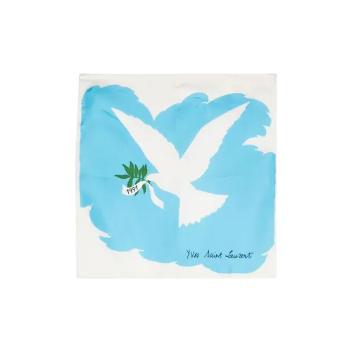 SAINT LAURENT Шелк Вязаные Шарфы Женские Синий Белый