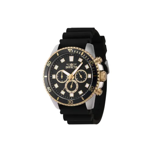 INVICTA Мужские часы Кварцевый механизм Силиконовый ремешок 45 мм Черный циферблат