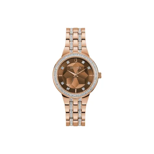 BULOVA Phantom Collection Кварцевые Женские Часы Наручной Ремешок из Нержавеющей Стали 32,5 мм Коричневый Циферблат