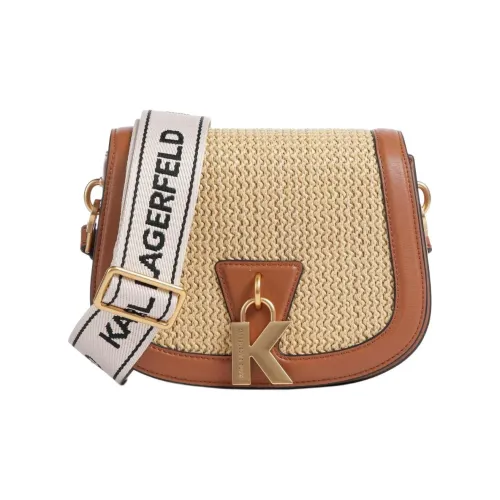 Fine Karl Lagerfeld Коровья кожа крупнозернистая Сумка через плечо Унисекс Бежевый Коричневый