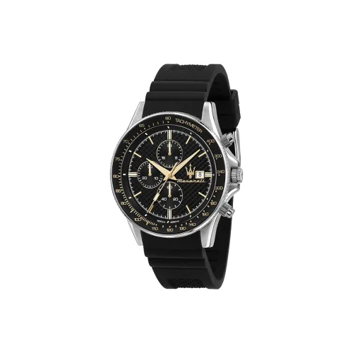 Maserati Challenge Collection Мужские часы Кварцевый механизм Силиконовый ремешок 44 мм Черный циферблат