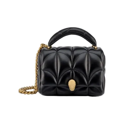 BVLGARI Телячья кожа Портативный Crossbody Сумка Сумка через плечо Маленькая Женская Черная