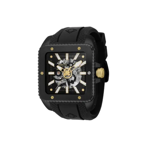 INVICTA Мужские часы Механический механизм Силиконовый ремешок 45 мм Черный циферблат
