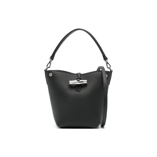 LONGCHAMP Коровья кожа Ведрообразная сумка Экстра Маленькая Женская Черная