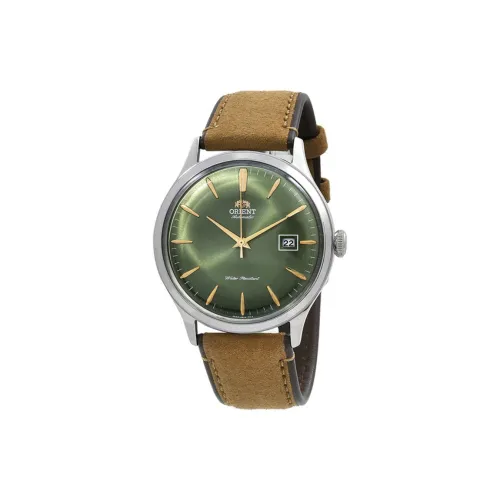 ORIENT Автоматический Механический Механизм Кожаный Ремешок Часы 42 мм Мужские Часы Зеленый Циферблат