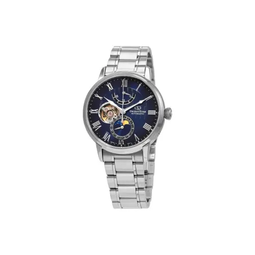 ORIENT STAR Автоматический Механический Механизм Нержавеющая Сталь Ремешок Часы 41 мм Мужские Часы Синий Циферблат