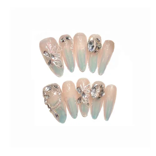 XIAMEIYU Aurora Butterfly Фея Rhinestone Embellished Soft Line Butterfly Pure Desire Handcrafted Nail Art
