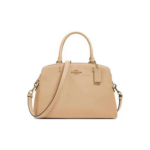 COACH Крестообразная текстура кожа через плечо сумка большая женская Моранди цвет овсяный