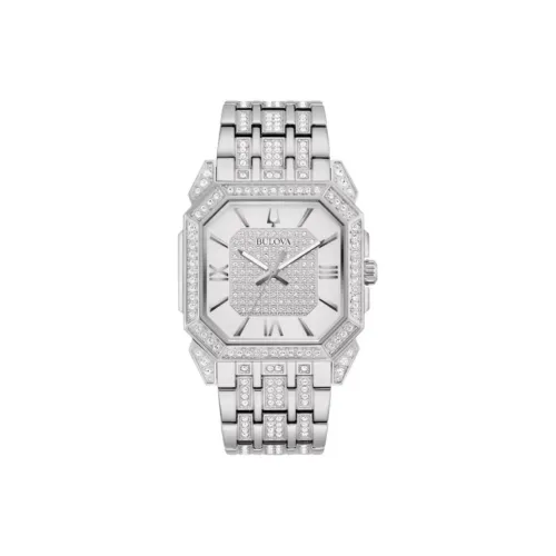 BULOVA Octava Crystal Collection Мужские часы Кварцевый механизм Ремешок из нержавеющей стали 40 мм Серебристый циферблат